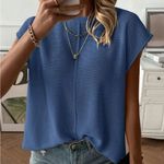 Viral TikTok NEW Sleeveless Sweater Vest, Chic Casual Fashion Round Neck Knit Blue Size M Photo 0