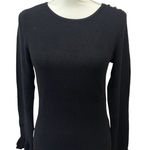 White House | Black Market WHBM Black Long Sleeve Ruffle Trim Blouse Top Size XS Photo 0