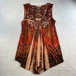 Cato XL Boho Top Y2K Satin Hippie Sequin Whimsigoth Whimsy Asymmetrical Orange Photo 1