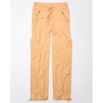 American Eagle AMERICAN EAGE | Orange Dreamy Drape Linen-Blend Baggy Wide-Leg Cargo Pant | 18 Photo 1