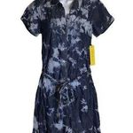 Spense Women Tie Dye denim Dress Sz. Sm button front Ruffle bottom NWT Blue Photo 0