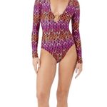 Trina Turk NWT!  Echo Long Sleeve Ring Front One Piece Paddle Suit - Size Medium Photo 4