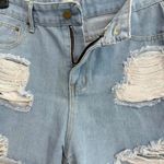 *Trendy Distressed Denim Shorts Summer Vibes High Waist Casual Ripped Blue Size L Photo 6