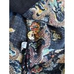 Citron Santa Monica Silk Linen Blouse with Black with dragon floral motif (S) Photo 6