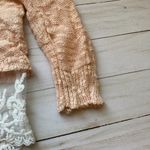 it's our time Pastel Blush Pink Lace Cropped Sweater Sz L Photo 3