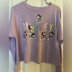 Disney  Cropped Long Sleeve Purple Pastel Mickey Mouse Tee Photo 1