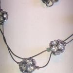 Gunmetal Gray Dark Metal CZ Rhinestone Ball Beaded Chain Boho Necklace Photo 1