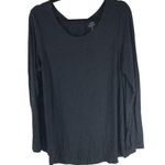 Gap  Luxe Womens Long Sleeve Black Top Pleated Scoop Neck Size L Photo 0