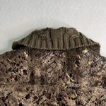 Regent Park Womens Large‎ Faux Fur Brown Metallic Gold Coat Jacket Shiny Animal Photo 2