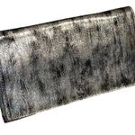 Sondra Roberts CLUTCH HANDBAG Silver Black Clutch Crossbody Faux Suede Purse Photo 1