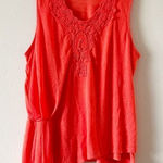 Lane Bryant Bright Orange Crochet Embroidered Asymmetrical Tank Blouse 22/24 Photo 0