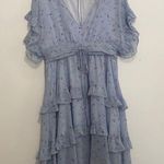 The Clothing Company  size large ruffle baby blue dress v neck shirt sleeve girly Photo 0