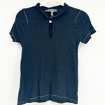 Cotélac Womens Linen Wool Blend Quiet Luxury Short Sleeve Collared Knit Top M Black Size M Photo 0