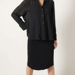 Chico's DESIGN Textured Button Down Shirt Black Long Sleeve Sheer Size 2 (Large) Photo 2