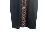 Peter Nygard  Women Midi‎ Dress 16 Black Textured Colorful Embroidered Aztec Trim Photo 4