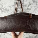 Groom Paris Womens Tote Bag Purse Brown Pebbled Leather Braided Straps Zip Top Photo 3