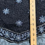 Cote d’ Azur medium vintage silk beaded sequin floral formal top evening wear Black Photo 2