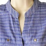 Anne Klein  Denim Blue & White Stripe Sleeveless Tie Front Blouse Top ~ Womens S Photo 3
