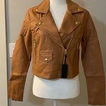 BLANK NYC  faux leather moto jacket in cognac size small. Thick skin. New Photo 2