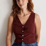 Madewell   Katrina Crop Vest Top Softdrape Cabernet Size 12 Photo 0