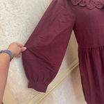 Madewell  Size M Ruffled Flannel Mini Dress Eyelet Oversized Prairie Mulberry Photo 7