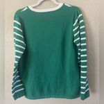 Liz Claiborne Green and White Cable Stripe Sweater Photo 8