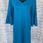 a.n.a  Shift dress w/bell sleeves blue size small Photo 0