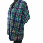 Napa Valley vintage plaid embroidered blouse Green Size M Photo 2