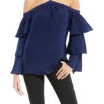 Gianni Bini NWT Gianni Bini Andy Tiered Ruffle Sleeve Blouse Size Large Photo 0