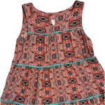 Uncle Frank  coral mandala shift dress with piping and fringe, EUC size S Photo 1