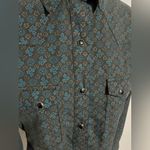 Panhandle Slim Retro Western Wear Floral Print Long Sleeve Snap Shirt Size Small Blue Photo 1