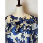 Anthropologie WHIT By  Blue And White Floral Print Silk Edie‎ Rose Dress Size L Photo 12