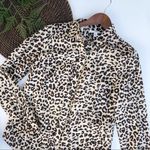 1901  Women’s Shirt Tan Shadow Leopard Button Up Blouse Small Photo 0