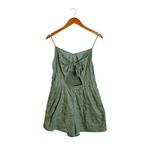 Aerie Olive Green Floral Eyelet Smock Sleeveless Front Tie Cut Out Romper Photo 1
