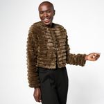 Nina Leonard  Faux Fur Long Sleeve Bolero Jacket Photo 5