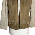 Buttons Vintage 60s Suede Wool Open Front Jacket S Brown Knit Pockets  Lined Photo 2