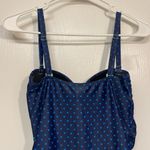 Pretty Polka Dot Navy/Teal Ruched Skater Swimdress Swimsuit Size Med EUC #1123 Blue Photo 5