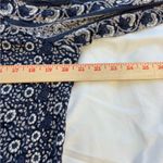Lucky Brand  Navy Blue Boho Peasant Top Floral Border Print Medium Photo 2