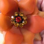 Orange Flower Necklace Crystals Retro Festive Photo 3