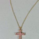 Gold Pink Diamond Diamonds Cross Necklace Jewelry 💖✨ Photo 0