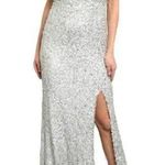 Spy Zone Exchange Sequin Surplice High Leg Slit Gown Silver Size Medium NWT Photo 0