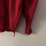 Signature 8 Red Boxy Cotton Blend Sweater Mock Neck Bubble Sleeve Size M Photo 2