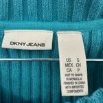 DKNY Women's Teal Blue Y2K Henley Style Cable Knit Sweater Size Small Photo 2