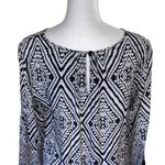 Fun2Fun  Women's 3/4 Sleeve Top Blouse Bohemian Geometric Tunic Black Size Medium Photo 2