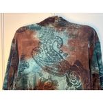 Cato Y2K Blouse 22/24W Blue Brown Fairy Grunge Velvet Burnout Office Whimsigoth Photo 4