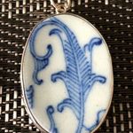 Chinese Porcelain 925 Silver Pendant Blue Photo 0