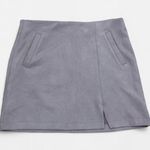 Fashion On Earth  Women's Light Purple Pockets Slit Faux Suede Mini Skirt Size M Photo 0