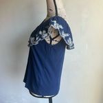 Moulinette Soeurs Anthropologie  Embroidered Nautical Navy Top Size Medium Photo 7