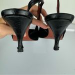 Donald Pliner  Leather Sling Back Mules Sz 8 Black Kitten Heels Kiltie Point Toe Photo 9