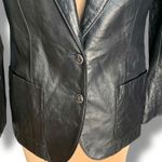 Vintage Angel Skin Cabretta Leather Black Blazer Jacket Size 12 Tailored Minimal Photo 4